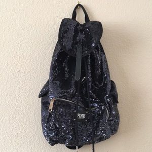 Black sequin backpack